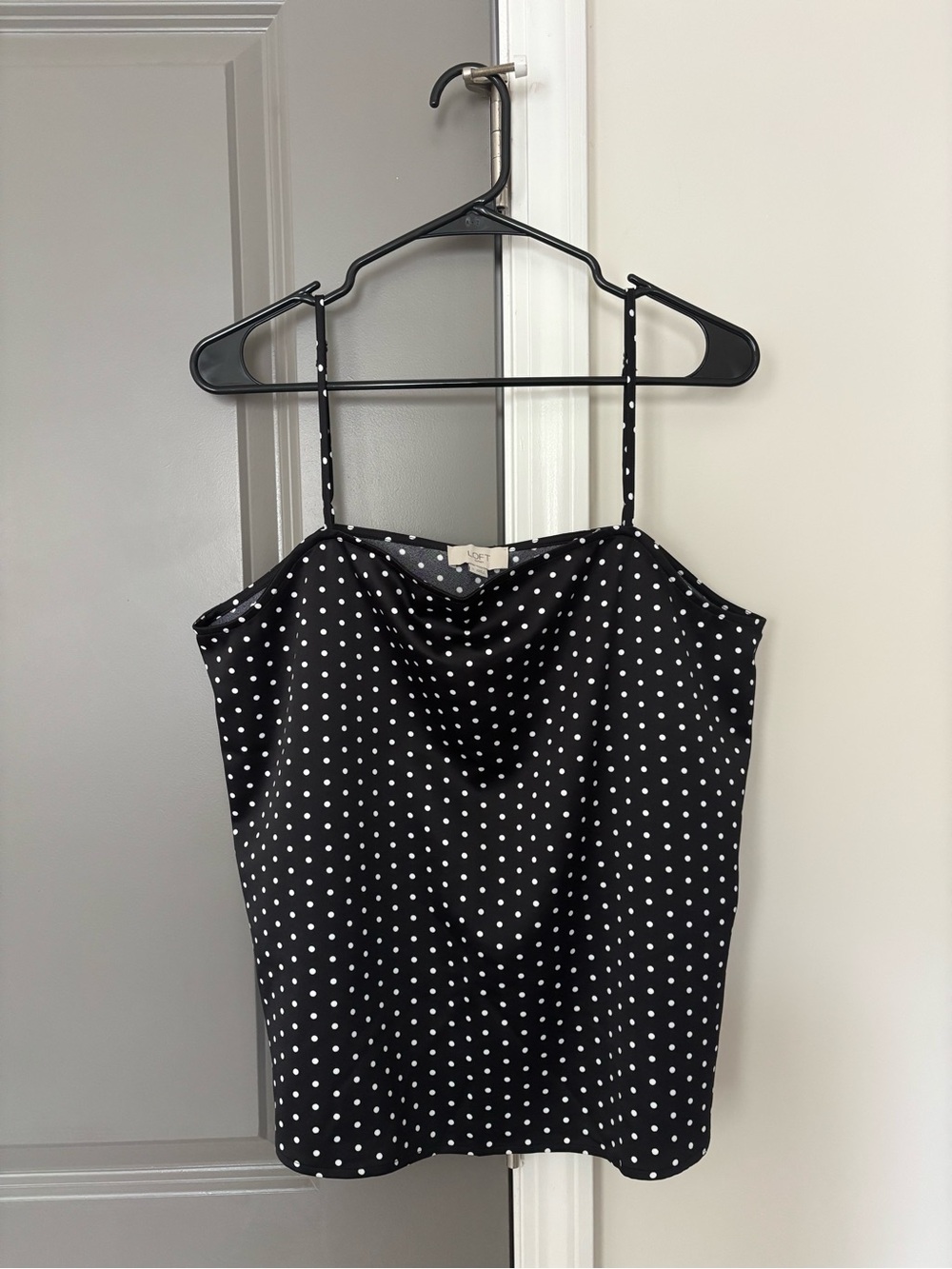 LOFT Black & White Polka Dot Satin Slip Top
